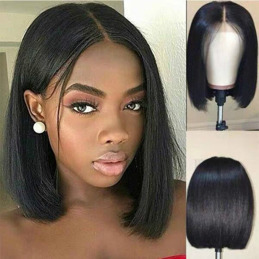 hort Bob Wig for Black Women – 100% Brazilian Remy Human Hair, Natural Look, Glueless Wig