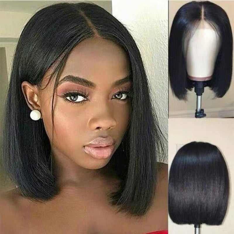 hort Bob Wig for Black Women – 100% Brazilian Remy Human Hair, Natural Look, Glueless Wig